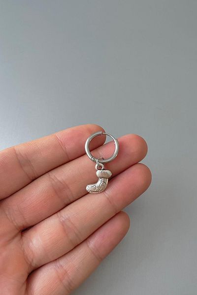 Jaida Moda Unisex Silver New Year Christmas Socks Figure Dangle Steel Earrings