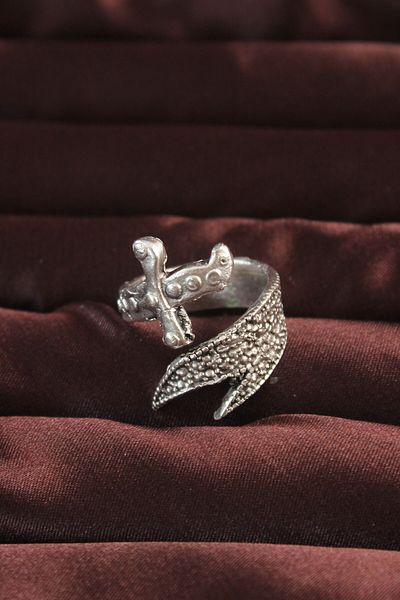 SeyCey.co Silver Color Sword Figured Adjustable Men's Ring