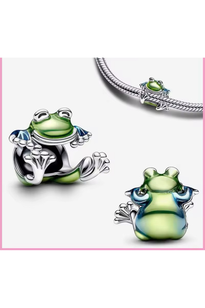 Lines Bijuteri Gümüş Tırmanan Kurbağa Charm s925 Ayar