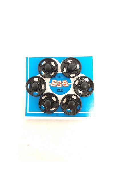 hobimon No. 3 Black 6-Piece Snap Button - 12 Mm