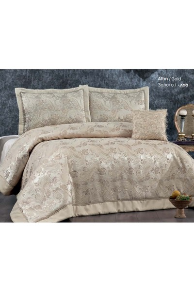 Güzide Klasik Yatak Örtüsü Mihrimah Altın Gold
