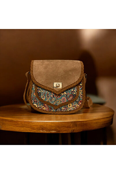 MODA Termo süet etnik desenli küçük boy kadın omuz çantası