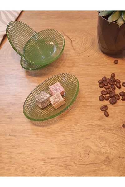 Zuzu 4'lü Organik, Renkli Pötikare Desenli Elips Sosluk, Reçellik, Çerezlik koyuyeşil