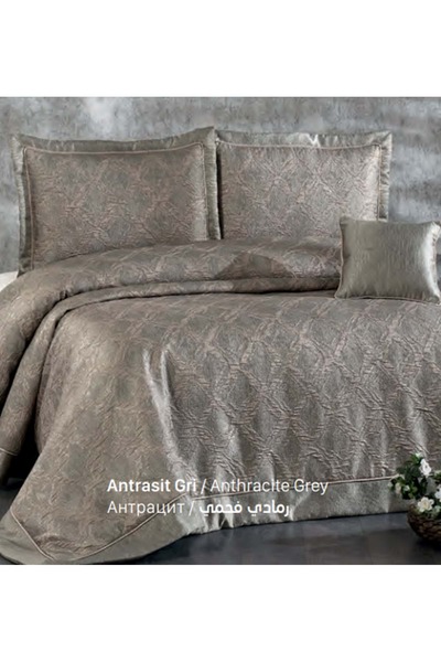 Güzide Klasik Yatak Örtüsü Belinda Antrasit Gri