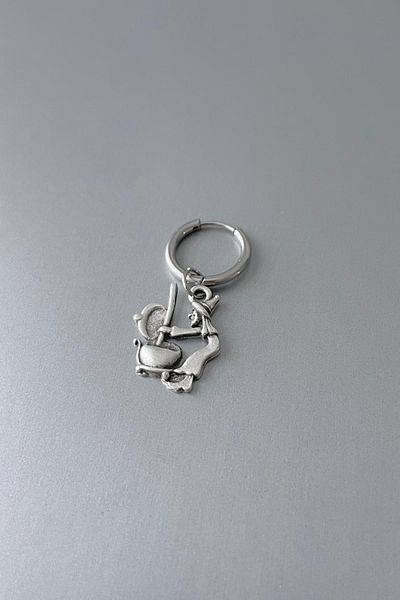 Jaida Moda Unisex Silver Halloween Concept Steel Hoop Earrings
