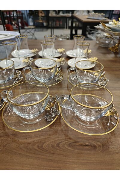 Paşabahçe PAŞABAHÇE PANDORANIN KUTUSU  6  KİŞİLİK KELEBEKLİ ÇAY SETİ VE 6 KİŞİLİK NESCAFE FİNCANI TAKIMI