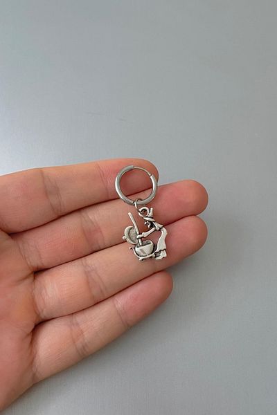 Jaida Moda Unisex Silver Halloween Concept Steel Hoop Earrings