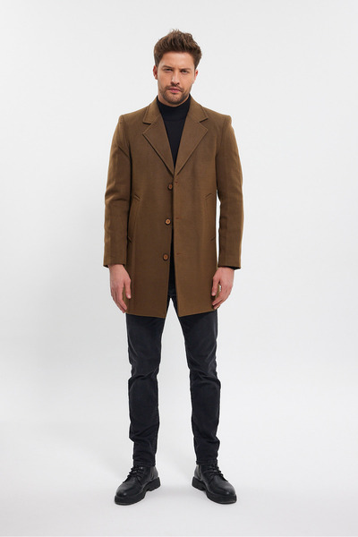 TREND KOMBİN Ανδρικό παλτό Tan Jacket Standard Fit Stamp Coat