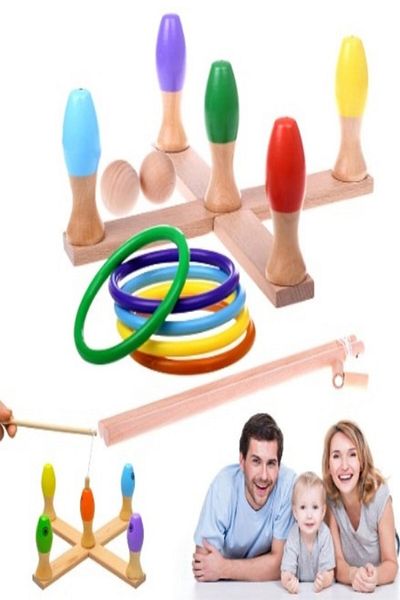 Hyd Educational Wooden Toy Magnetic Wooden Ring Passing and Fishing Game