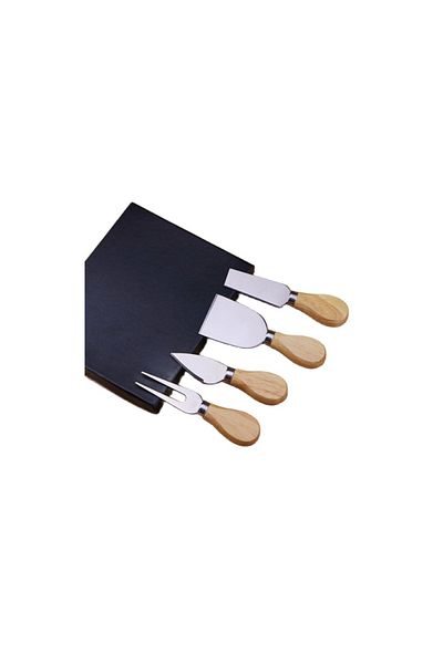 LüksEvAvm Luxury Bamboo Handle Set of 4 Steel Cheese Knives