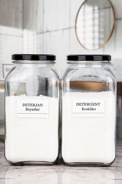 Karçiçeği Home 2 Pack Detergent Colored - Whites Jar Glass 3000 ml with Black Metal Lid (TR)