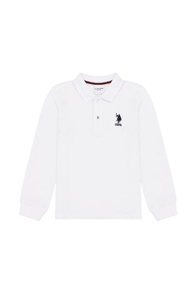 U.S. Polo Assn. Boy's White Basic Polo Collar Sweatshirt