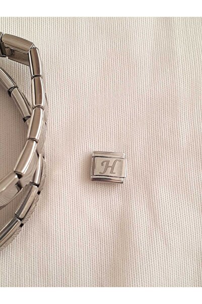 bijoux uniques سحر إيطالي من الفولاذ بحرف H