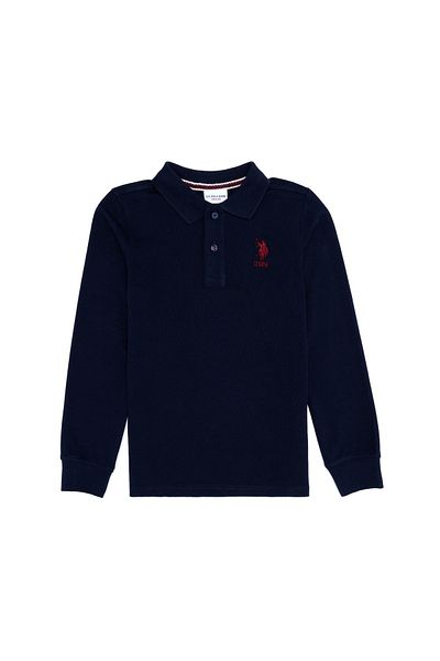 U.S. Polo Assn. Boy's Navy Blue Basic Polo Collar Sweatshirt