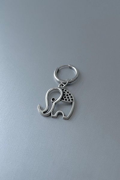 Jaida Moda Unisex Silver Elephant Design Steel Hoop Earrings
