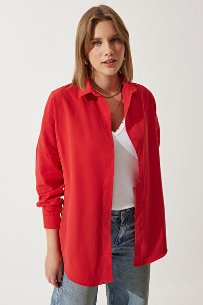 Lovelyİstanbul Ortakırmızı Oversize Basic Shirt - Ldd0003