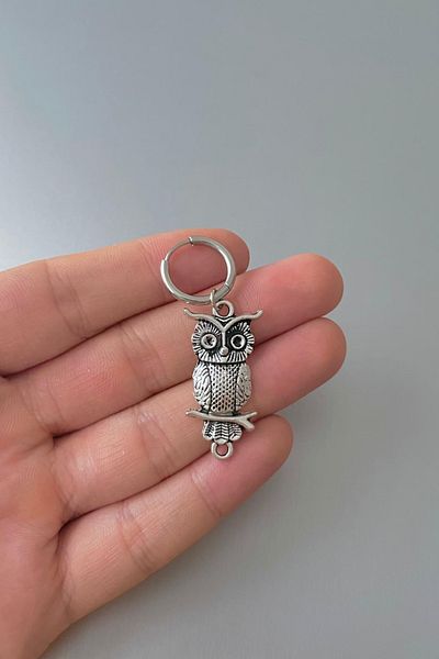 Jaida Moda Unisex Silver Halloween Owl Figure Steel Earrings