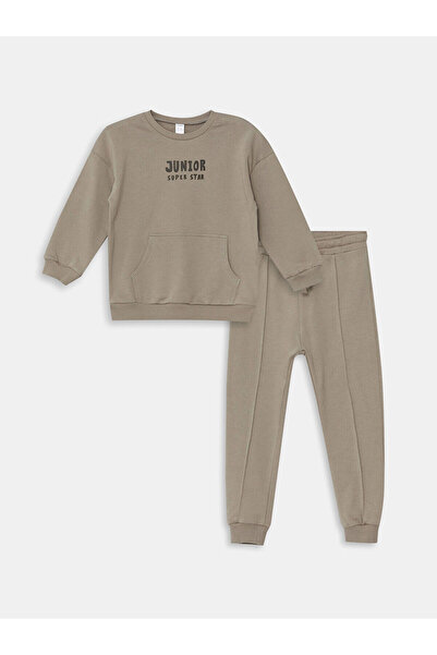 LC Waikiki Crew Neck Long Sleeve Printed Baby Boy Sweatshirt and Sweatpants 2...