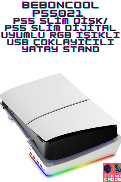 beboncool Ps5 Slim Disk-Ps5 Slim Dijital Uyumlu RGB IŞIKLI YATAY Stand