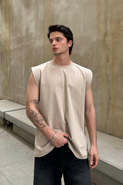 HAFKAGİYİM Κρέμα Basic A1 OUTPLENTY PREMIUM Oversize Μπλουζάκι Αθλητή