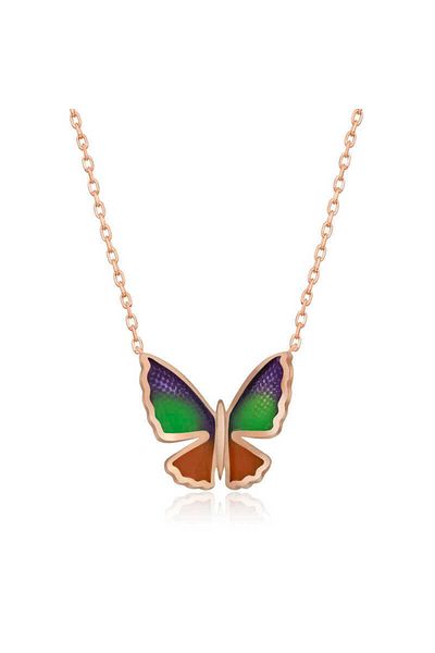 ECOME 925 Sterling Silver Minimal Butterfly Silver Necklace