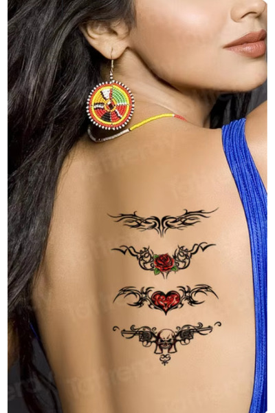 GLANZEND Gerçek Dövme Görünümlü Tribal Modelli 3 Boyutlu Tattoo Geçici Dövme