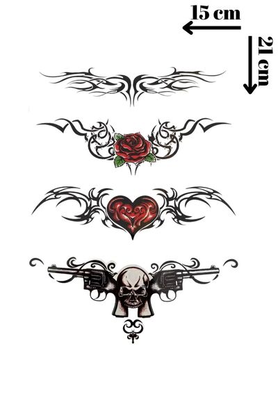 GLANZEND Gerçek Dövme Görünümlü Tribal Modelli 3 Boyutlu Tattoo Geçici Dövme