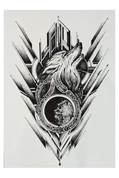 GLANZEND Gerçek Dövme Görünümlü Kurt Modelli 3 Boyutlu Tattoo Geçici Dövme