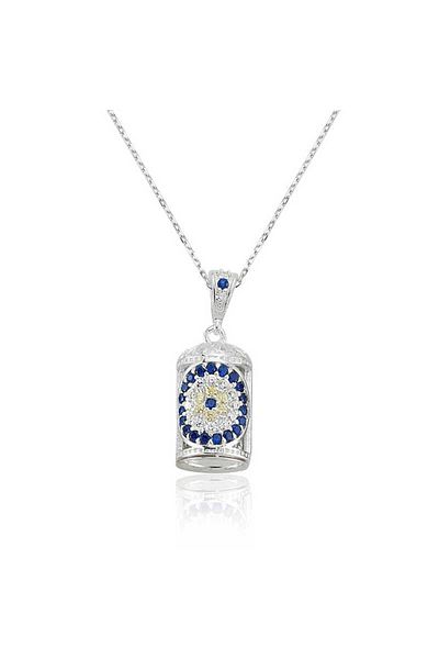 ECOME 925 Sterling Silver Evil Eye Cevşen Necklace