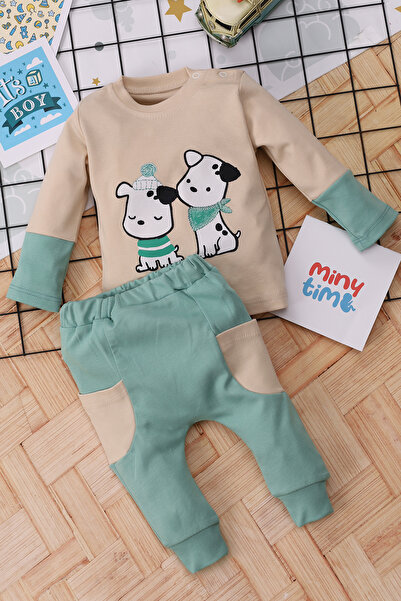 MinyTim Baby Boy Set with Scarf and Dog Patterned Cotton 6 Months, 12 Months,...