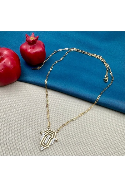 Opia Takı & Aksesuar Kadın Çelik Zirkon Taşlı Gold Uzun Serenay Sarıkaya Kolyesi