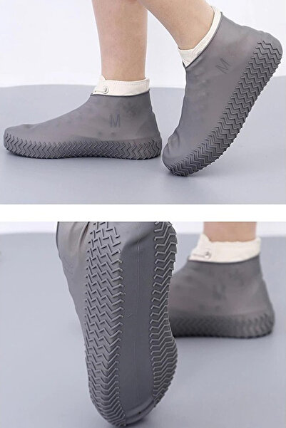 AYACO Gri Silikon Yağmur Koruyucu Ayakkabı Kılıfı Kaymaz Su Kir Geçirmez  (34-39)