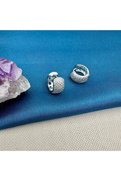 Opia Takı & Aksesuar Kadın Çelik Zirkon Taşlı Klasik Halka Küpe