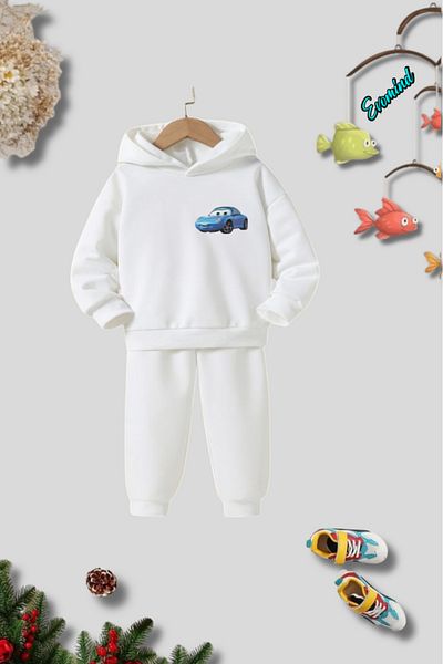 artı4 Σετ παιδικής φόρμας Unisex Blue Little Car με κουκούλα