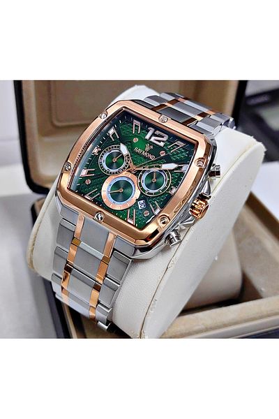 Raymond Green Dial Steel Men's Wristwatch