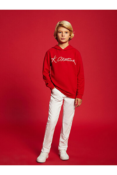 LC Waikiki Αγόρι φούτερ LCW Kids με κουκούλα Ataturk Signature Printed (W4)