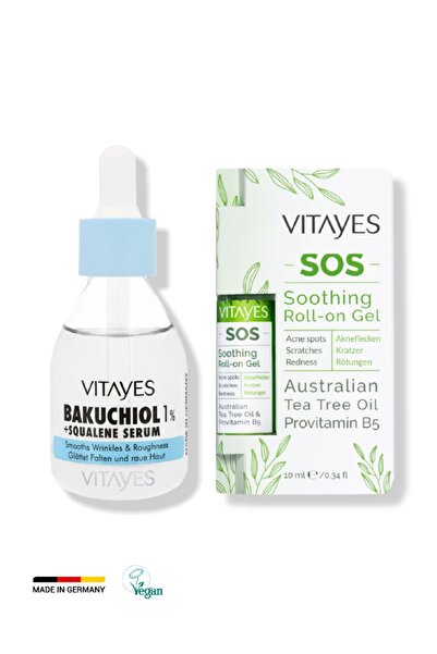 VITAYES Retinol Alternatifi Bakuchiol % Ve Sivilce Siyah Nokta Akne Sinek Isırması Sos Onarıcı Serum Seti