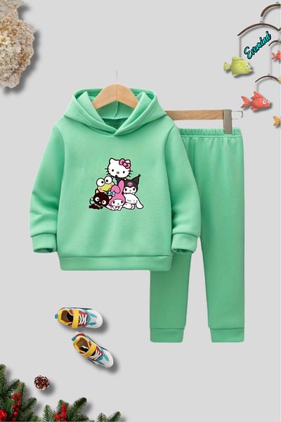 Evomind Unisex My Melody Kuromi Hello Kity Σετ παιδική αθλητική φόρμα με κουκούλα