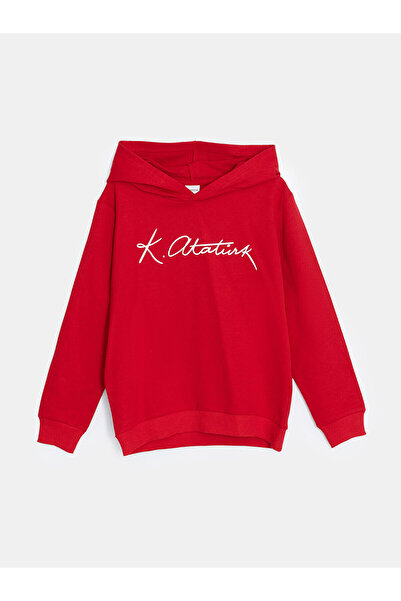 LC Waikiki Αγόρι φούτερ LCW Kids με κουκούλα Ataturk Signature Printed (W4)
