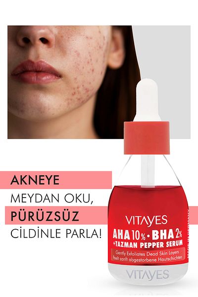 VITAYES Niacinamide 10% and Hyaluronic Acid Serum Aha 10% Bha 2% Red Peeling Serum Skin Care Set