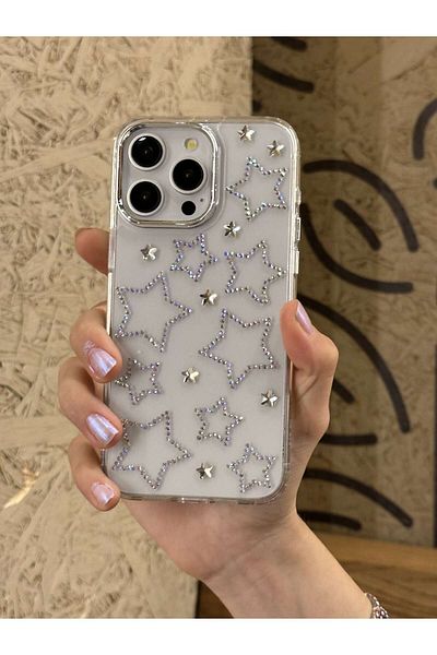 Paladyum Case iPhone 16 Pro Max Compatible Hologram Starry Transparent Case