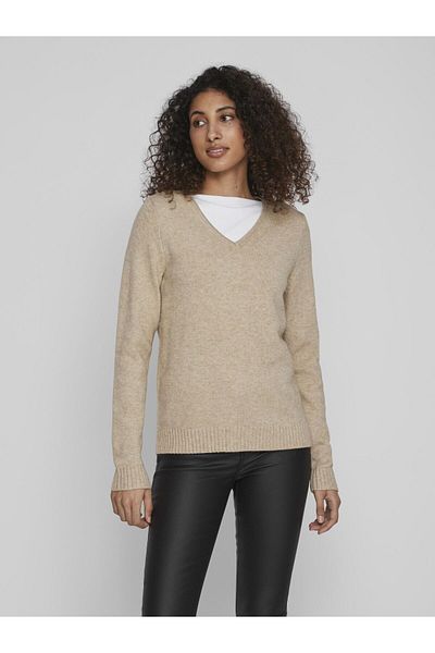 VILA Strickpullover V-Ausschnitt-