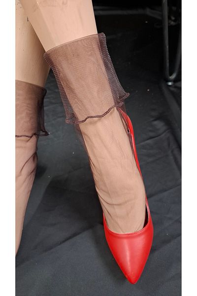 es moda shop Brown Salsa Frilly Short Tulle Socks