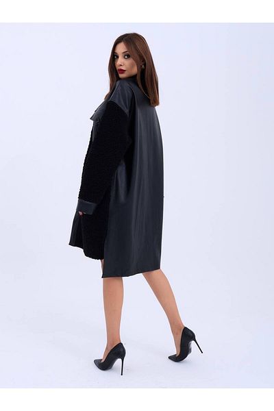 MONETA ANİTA Oversize Leather/Teddy Shirt Jacket