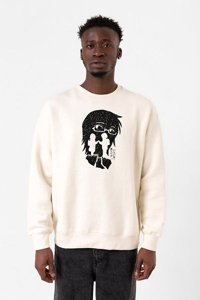 Tshirthane Ανδρικό φούτερ 2ip Erased Anime Black White Silhoette Ecru
