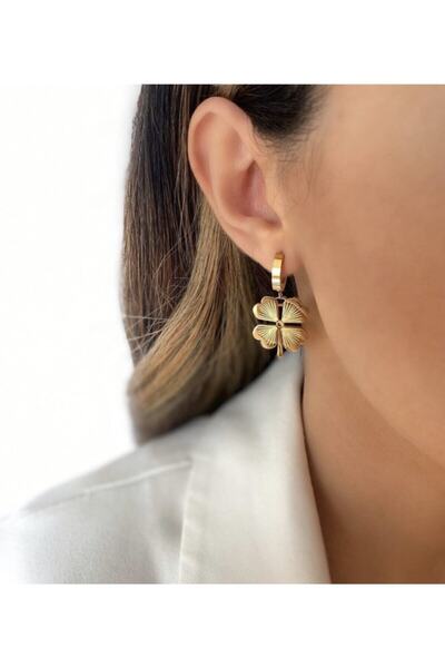 Royal Accessory Kadın Çelik Yonca Detaylı Küpe