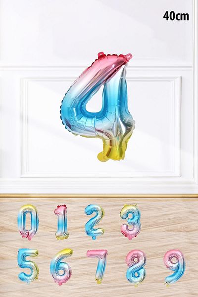 PEKSHOP Rainbow Color Number Foil Balloon Colorful Age Balloon Number Balloons 16 Inch 40 cm