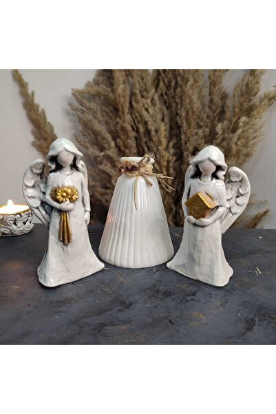 Gardenya Melek Biblo & Vazo 3 ' Lü Takım Model 1