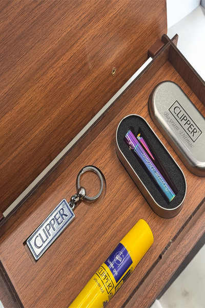tusah Kişiye Özel Clipper Taşlı Çakmak Gaz Ve Anahtarlık