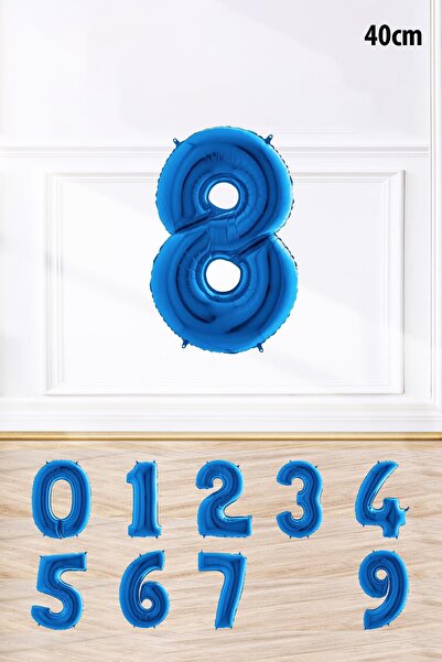 PEKSHOP Blue Color 8 Number Foil Balloon Blue 8 Year Old Balloon Number Ballo...